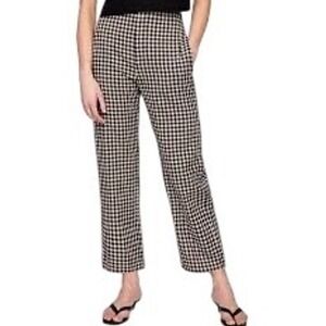 NWT GAP Polished Linen Flare Cropped Pants Gingham Black Tan Checkered Size 18